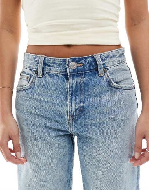 Pull&Bear Petite - Jeans dritti a vita medio alta blu medio, 5 di 5
