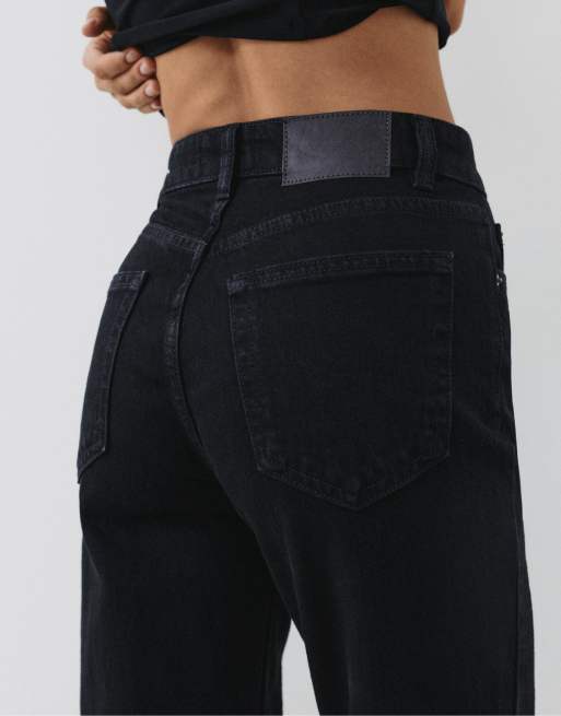 Pull&Bear Petite jeans med hög midja och smal passform i svart, 5 av 7