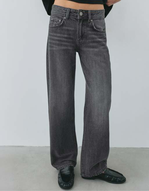Pull&Bear Petite jeans met lage taille en rechte pijpen in grijs, 3 van 7