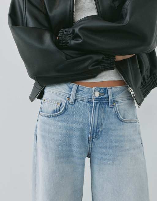 Pull&Bear - Petite - Jeans met rechte pijpen en lage taille in lichtblauw, 3 van 7