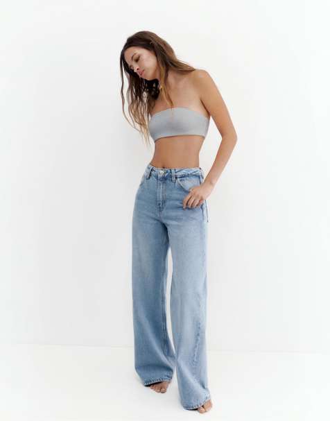 Pull&Bear Petite - Jeans met wijde pijpen in lichtblauw - view 1