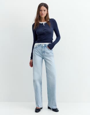 Pull & Bear Petite - Jeans mit geradem Schnitt in Hellblau