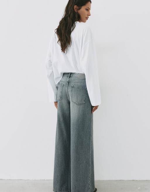 Pull&Bear Petite jeans oversize baggy grigio perla, 5 di 7