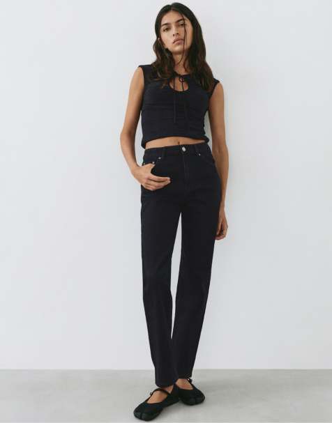 Pull&Bear Petite jeans slim fit a vita alta neri - view 1
