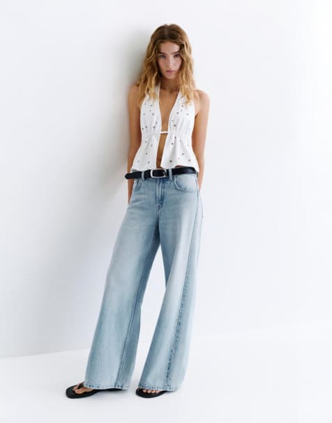 Pull&Bear Petite – Ljusblå jeans i oversize med ledig passform - view 1