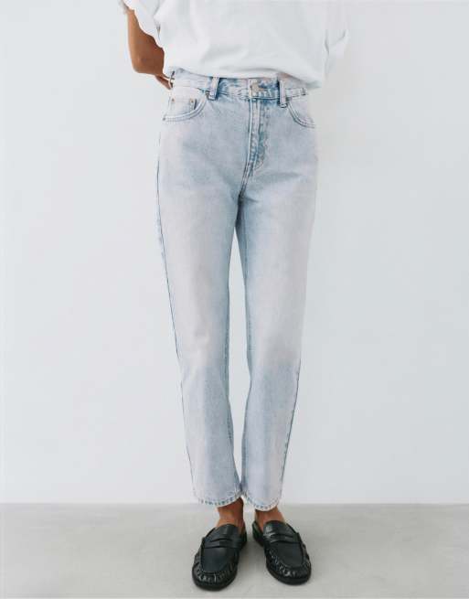 Pull&Bear Petite – Ljusblå mom jeans med hög midja, 2 av 7