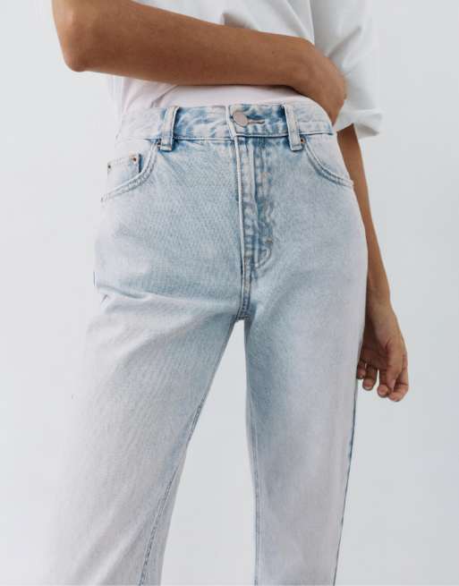 Pull&Bear Petite – Ljusblå mom jeans med hög midja, 3 av 7