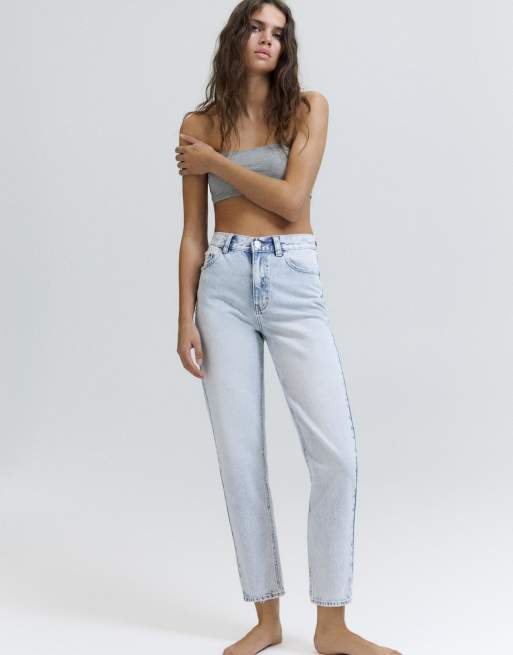 Pull&Bear Petite – Ljusblå mom jeans med hög midja, 7 av 7