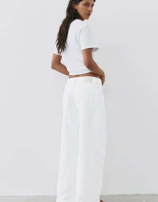 Pull&Bear Petite – Loose-Fit-Jeans in Weiß mit Oversize-Passform, 5 von 7