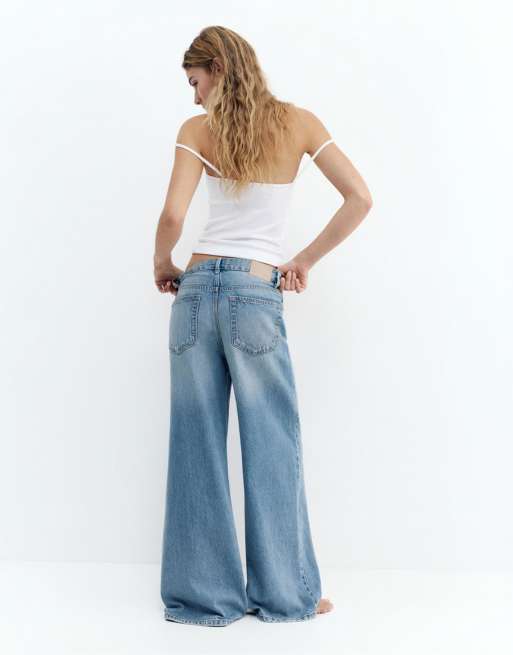 Pull&Bear Petite loose oversize jeans in indigo, 4 of 7
