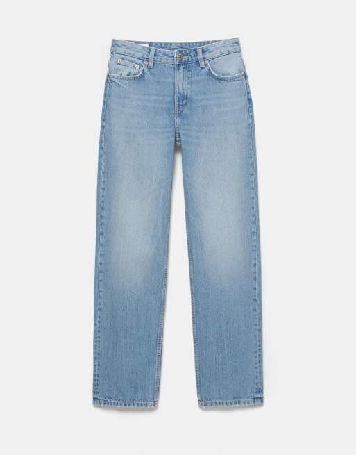 Pull&Bear Petite - Mellemblå jeans med lige ben og mellemhøj talje, 6 af 7