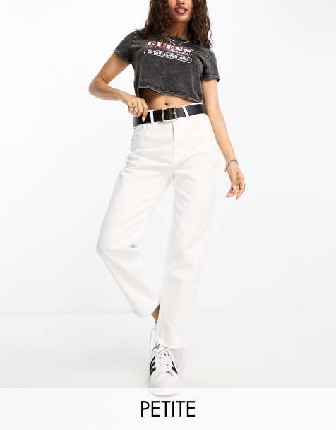 Pull&Bear Petite - Mom jeans met hoge taille in wit - view 1
