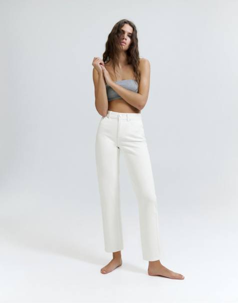 Pull&Bear Petite - Mom jeans met hoge taille in wit - view 1