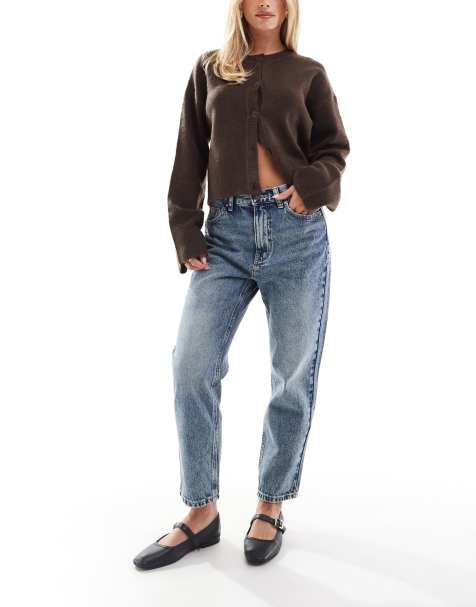 Pull&Bear Petite - Mom jeans met hoge taille in zwart - view 1