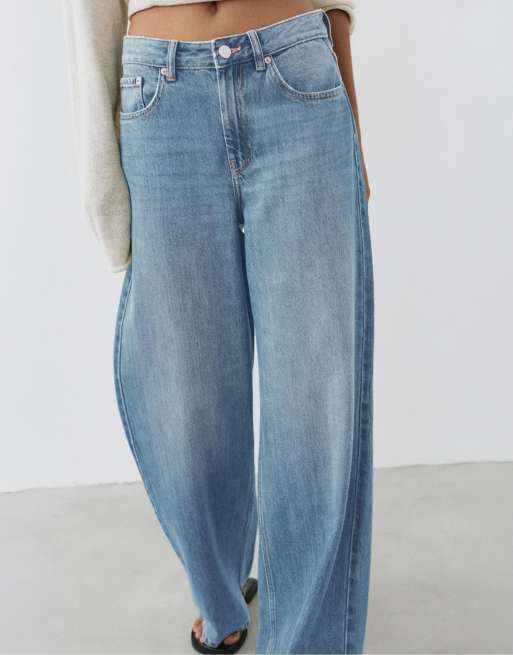 Pull&Bear Petite Oversize-Baggy-Jeans in Grünblau, 3 von 7