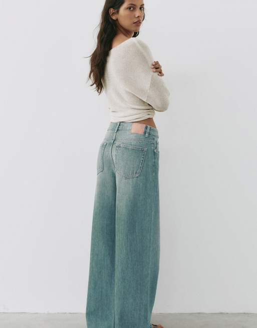 Pull&Bear Petite Oversize-Baggy-Jeans in Grünblau, 5 von 7