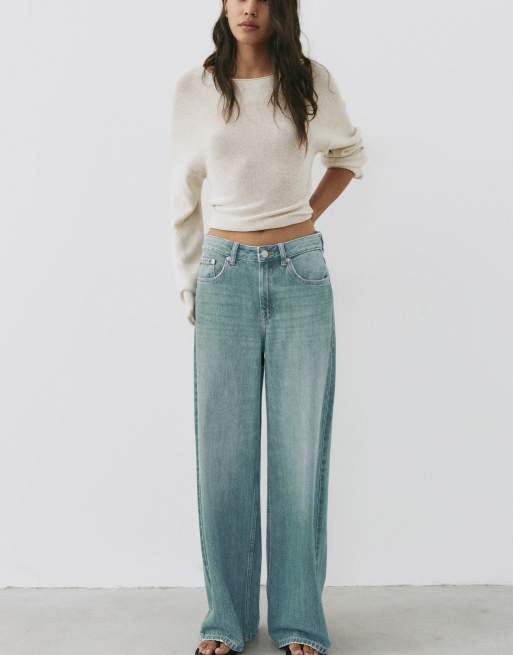 Pull&Bear Petite Oversize-Baggy-Jeans in Grünblau, 6 von 7