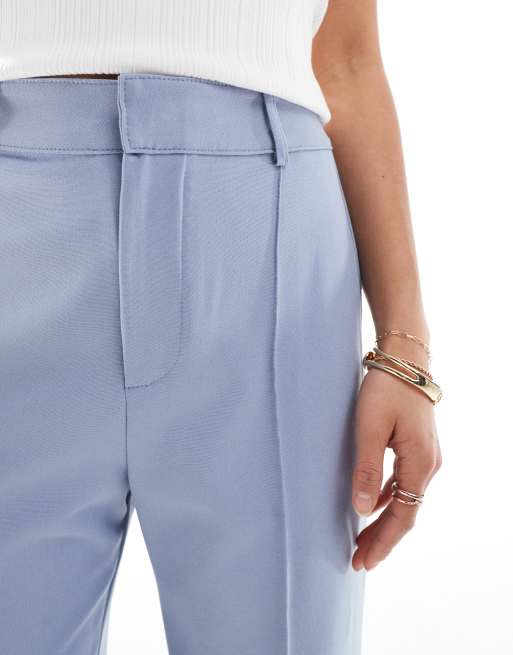 Pull&Bear Petite - Pantaloni dritti sartoriali blu con cuciture sul davanti, 4 di 5