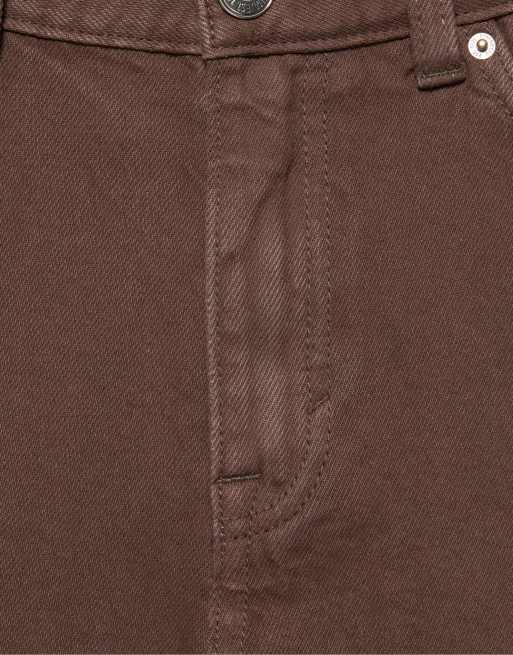 Pull&Bear Petite raka jeans med vida ben i brunt, 7 av 7