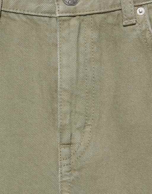 Pull&Bear Petite rechte jeans met wijde pijpen in kaki, 7 van 7