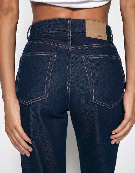 Pull&Bear Petite rechte jeans met wijde pijpen in navy, 3 van 7