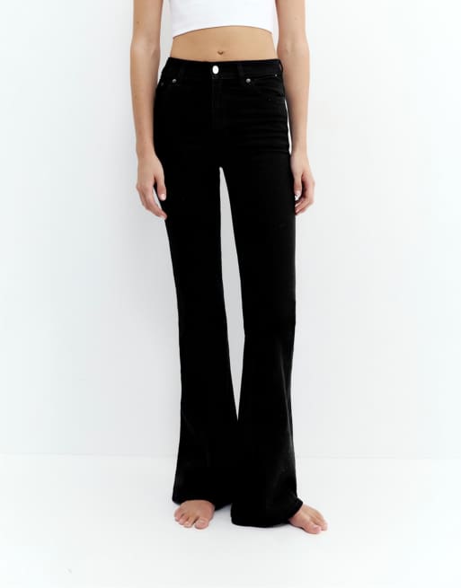 Pull&Bear Petite - Skinny flared jeans in gemêleerd zwart, 2 van 4