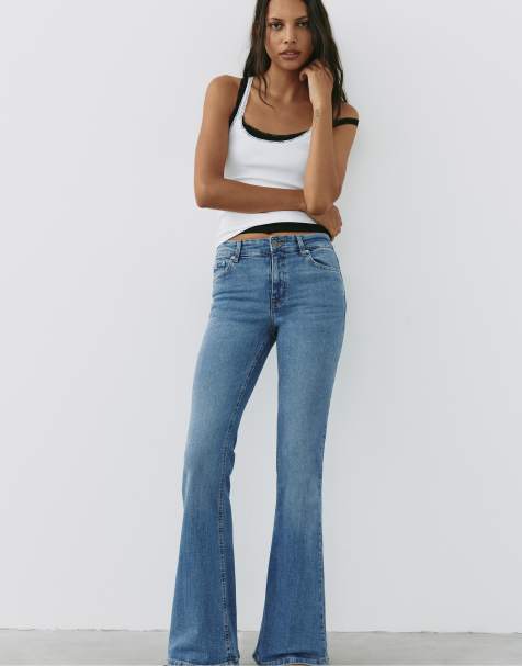 Pull&Bear Petite Skinny Flared Jeans in Indigo - view 1