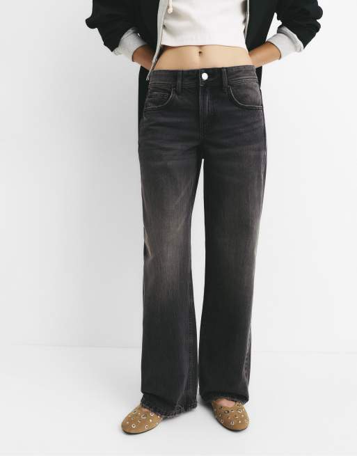 Pull&Bear Petite - Sorte lavtaljede jeans med lige ben, 2 af 4