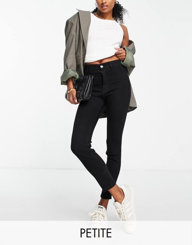 Pull&Bear petite super skinny high waisted jeans in black