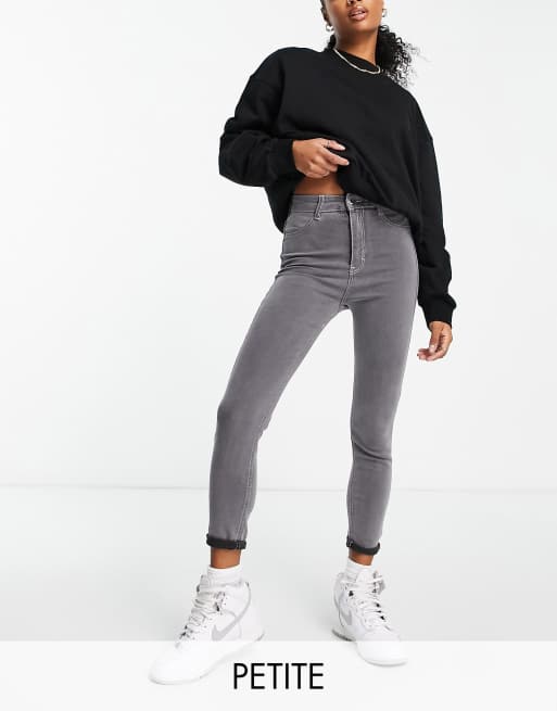 Pull&Bear petite super skinny high waisted jeans in gray | ASOS