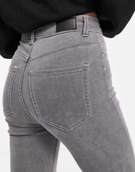 Pull&Bear Petite super skinny high waisted jeans in grey, 4 of 4