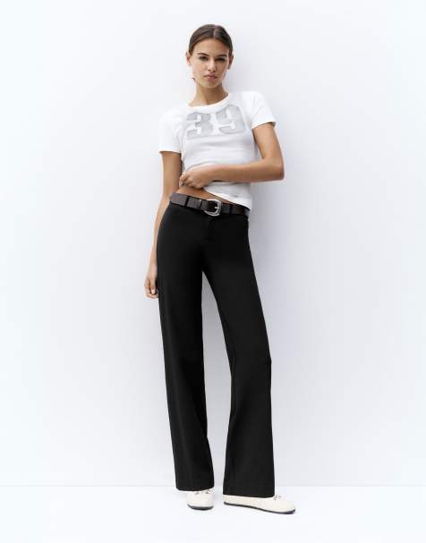 Pull&Bear Petite – Svarta byxor med raka ben - view 1