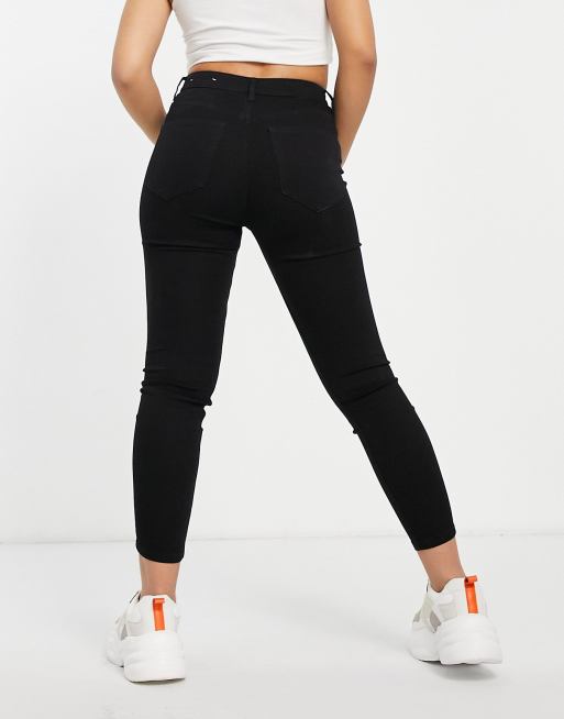Pull&Bear Petite – Svarta jeans med hög midja och supersmal passform, 2 av 4