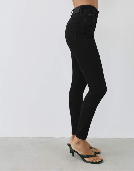 Pull&Bear Petite – Svartmelerade skinny jeans med hög midja, 3 av 7