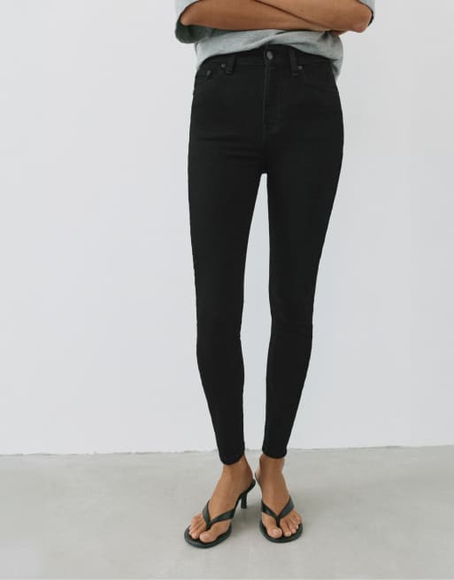 Pull&Bear Petite – Svartmelerade skinny jeans med hög midja, 4 av 7