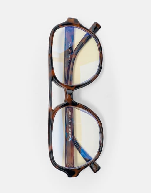 Pull&Bear pilotglasögon med blåljusfilter i brunt, 2 av 5