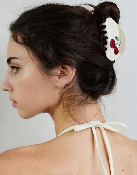 Pull&Bear - Pince à cheveux arrondie avec cerises - Rouge - view 1