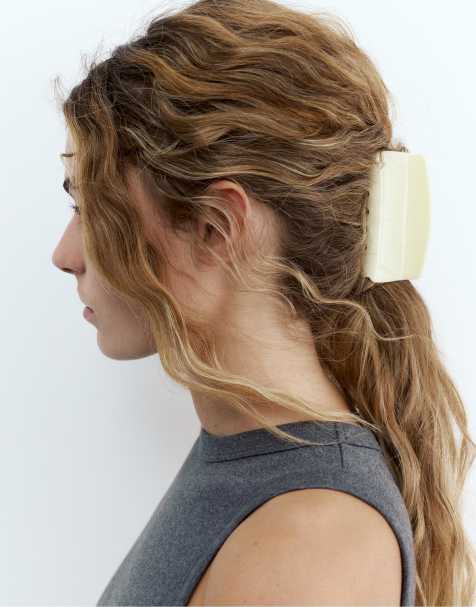 Pull&Bear - Pince à cheveux carrée - Jaune beurre - view 1