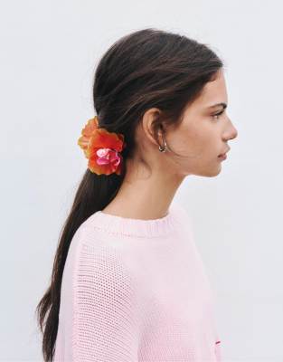 Pull & Bear - Pince à cheveux fleur - Orange