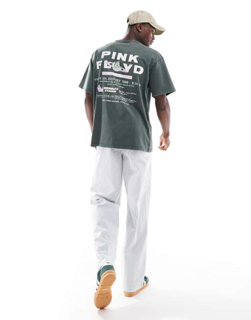 Pull&Bear Pink Floyd print T-shirt in washed green