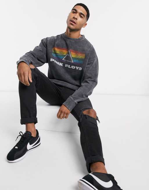 Pull Bear Pink Floyd sweatshirt in black