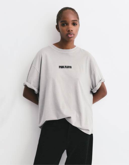 Pull&Bear Pink floyd t-shirt in faded black ASOS