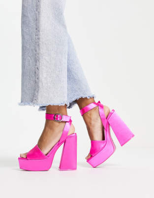 Pull&Bear - Pink plateau-sandaler i 70'er-stil