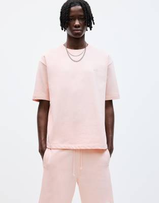 Pull&Bear - Pink sweatshirt med korte ærmer og 'STWD'-logo - view 1