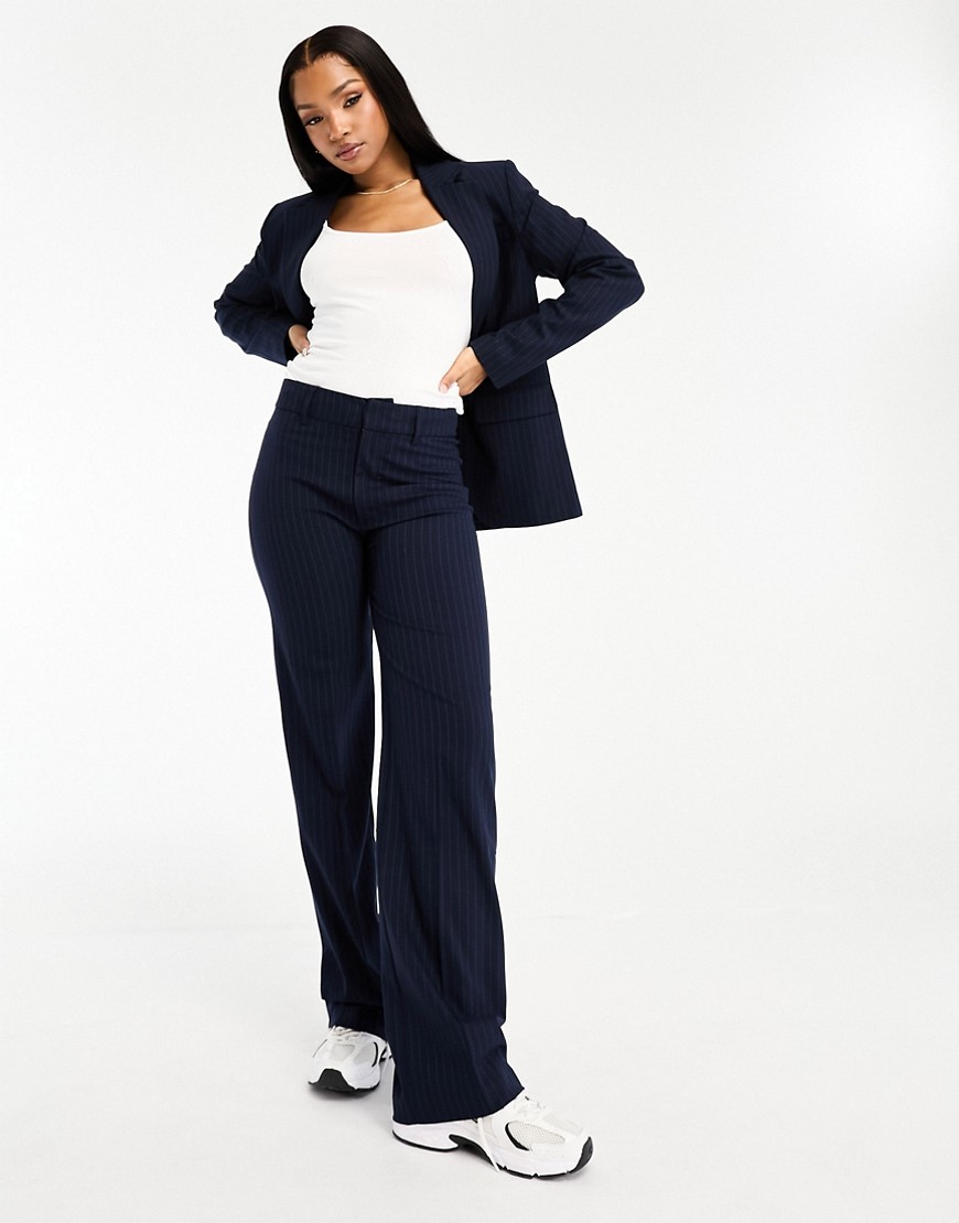 Pull & Bear pinstripe tailored trouser co-ord in navy blue