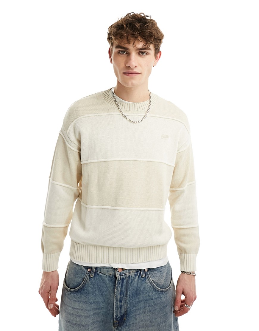 Pull & Bear Piped Knit Sweater In Light Sand-neutral