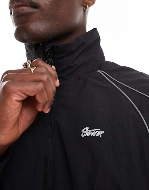 Pull&Bear piped reflective windbreaker in black | ASOS Pull&Bear piped reflective windbreaker in black | ASOS