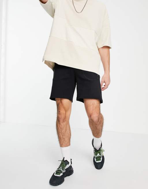 Pull&Bear pique jersey shorts in black | ASOS