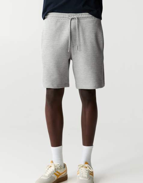 Pull&Bear Piqué jogger bermuda shorts in grey marl - view 1
