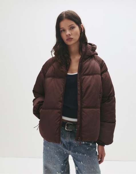 Pull&Bear - Piumino color vino con cappuccio - view 1